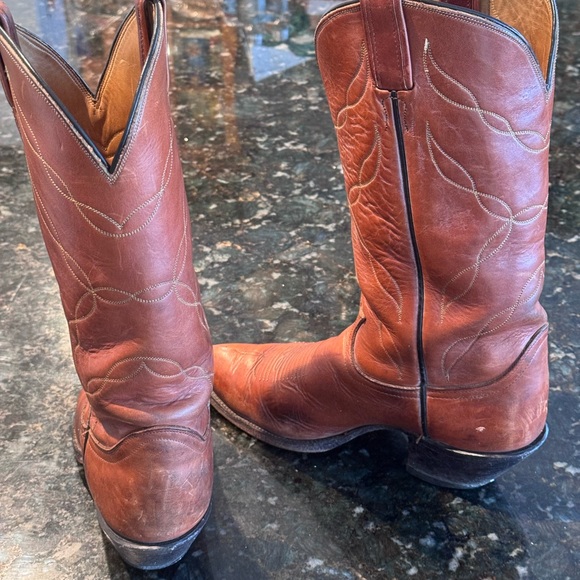 Tony Lama Brown Leather Cowboy Boots men’s size 8D vintage - Picture 7 of 9